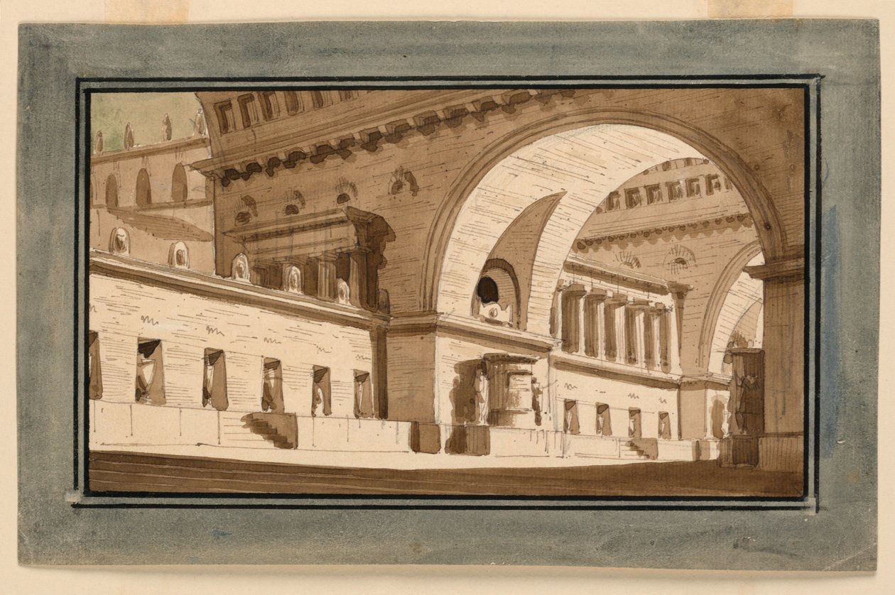 Décor de scène, extérieur du palais, salle sépulcrale - Angelo Toselli