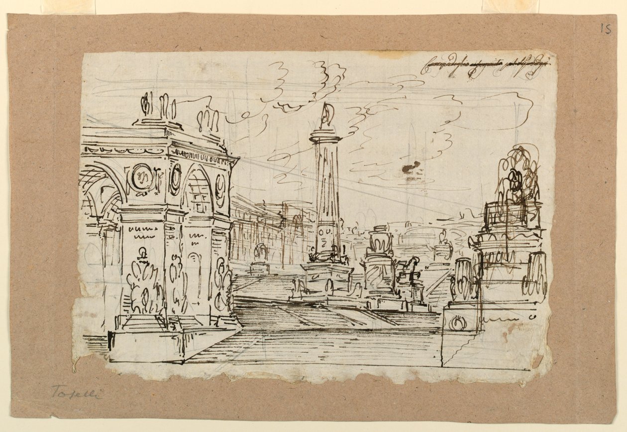Décor de scène, groupe de monuments antiques - Angelo Toselli