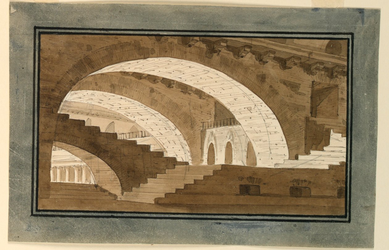 Décor de scène, intérieur du sous-sol du palais - Angelo Toselli
