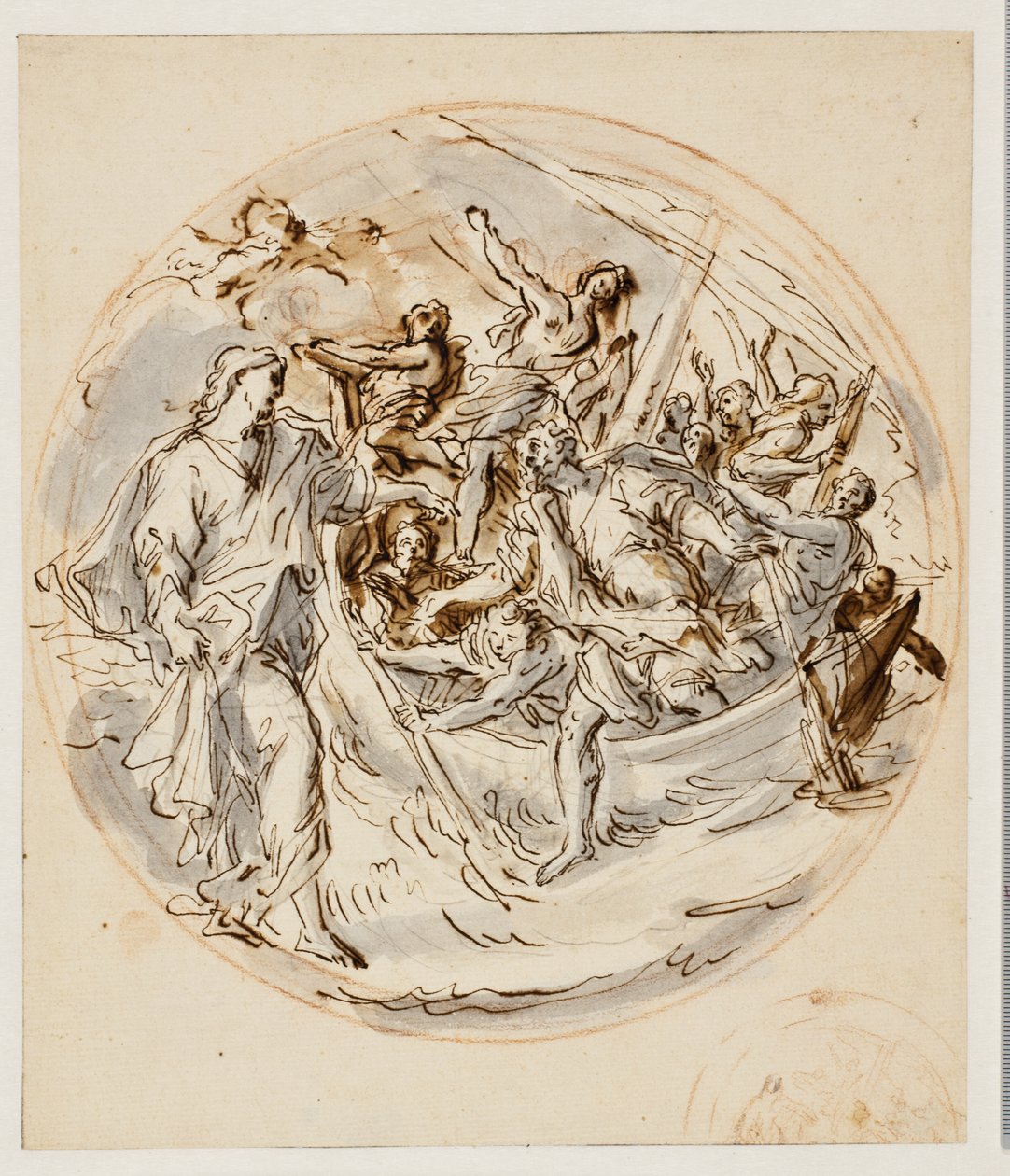Tondo avec Christ demandant à Pierre de marcher sur l