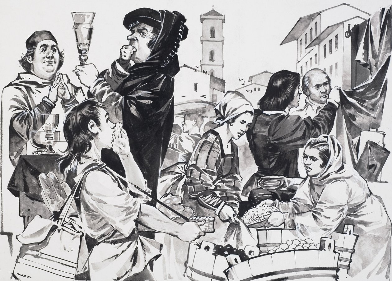 Commerce florentin (gouache sur papier) - Angus McBride