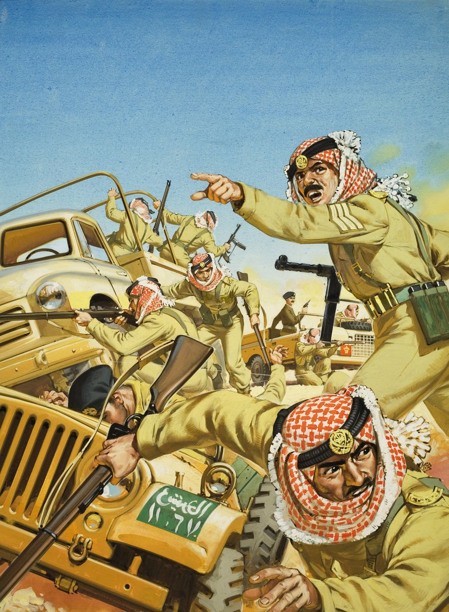 Roi Hussein de Jordanie (1925-99) (gouache sur papier) - Angus McBride