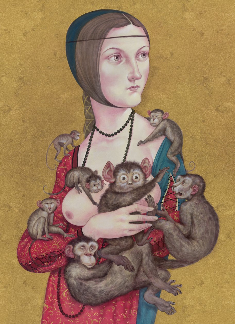 Femme avec des singes - Anita Kunz