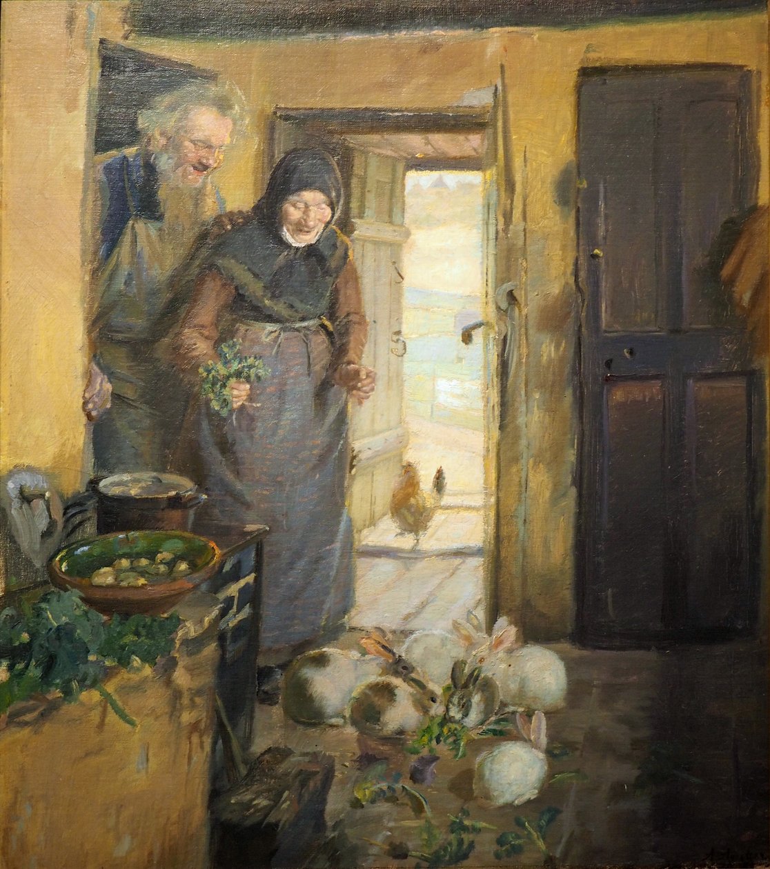 Vieux couple avec des lapins - Anna Ancher