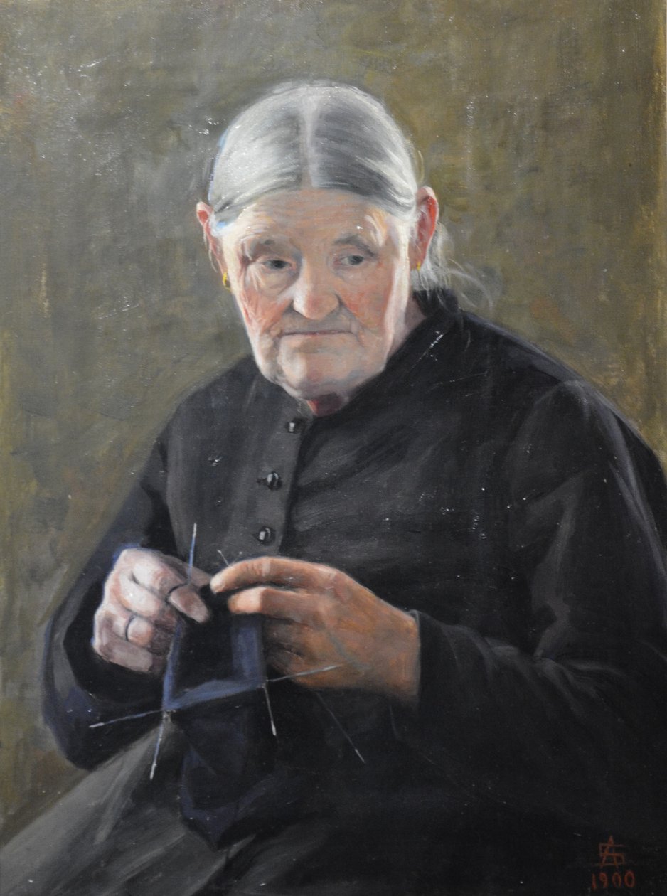 Vieille femme cousant - Anna Sahlstén