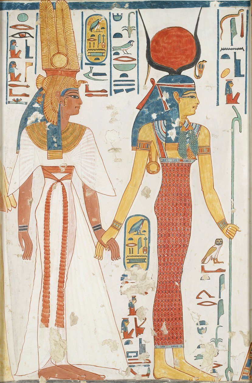 Copie de peinture murale de la tombe de la reine Nefertari, Thèbes, 20ème siècle - Anna