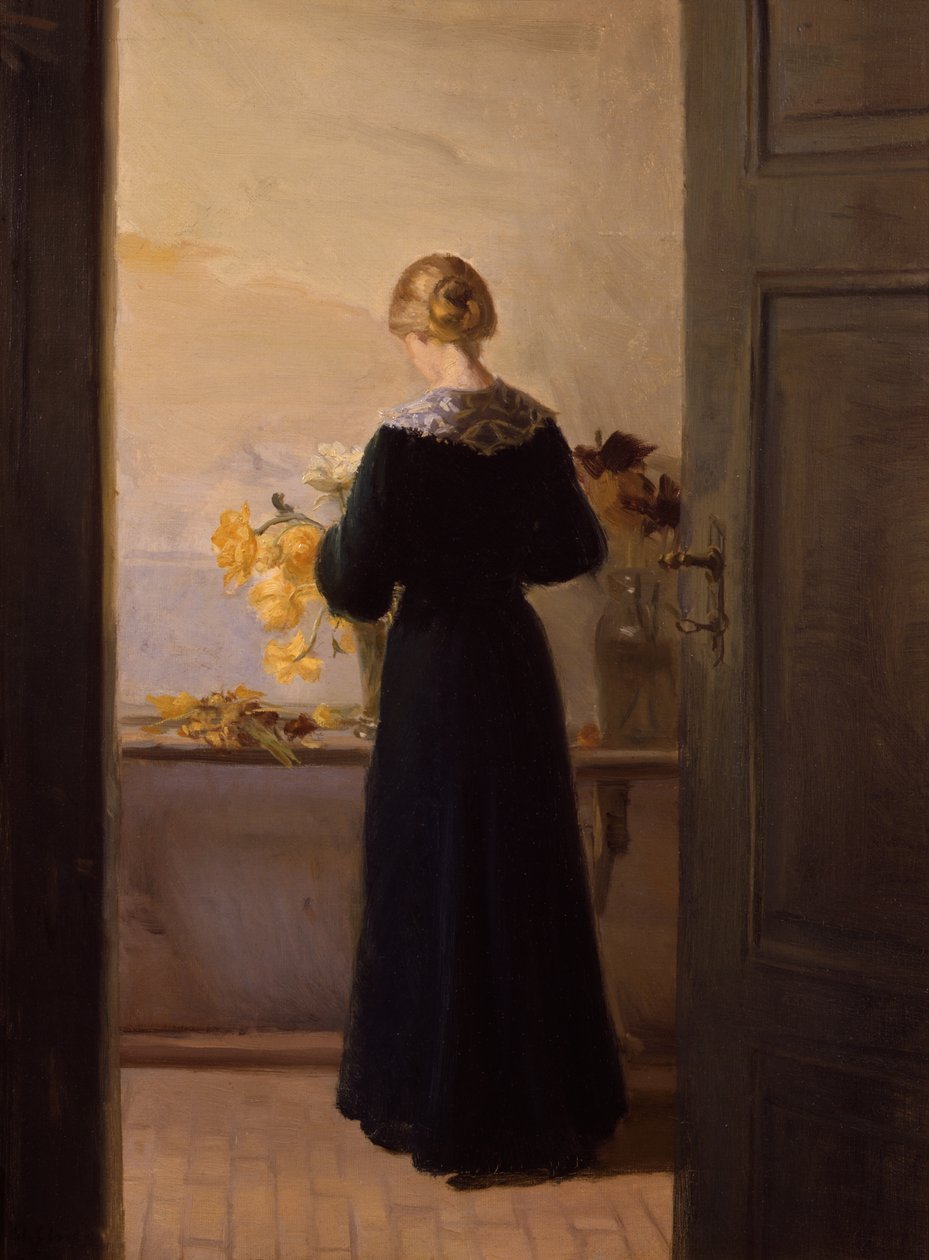 Fille arrangeant des fleurs - Anna Kirstine Ancher