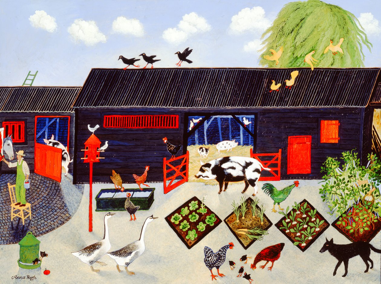 Cueillette des haricots, 2004 (acrylique) - Anna Pugh