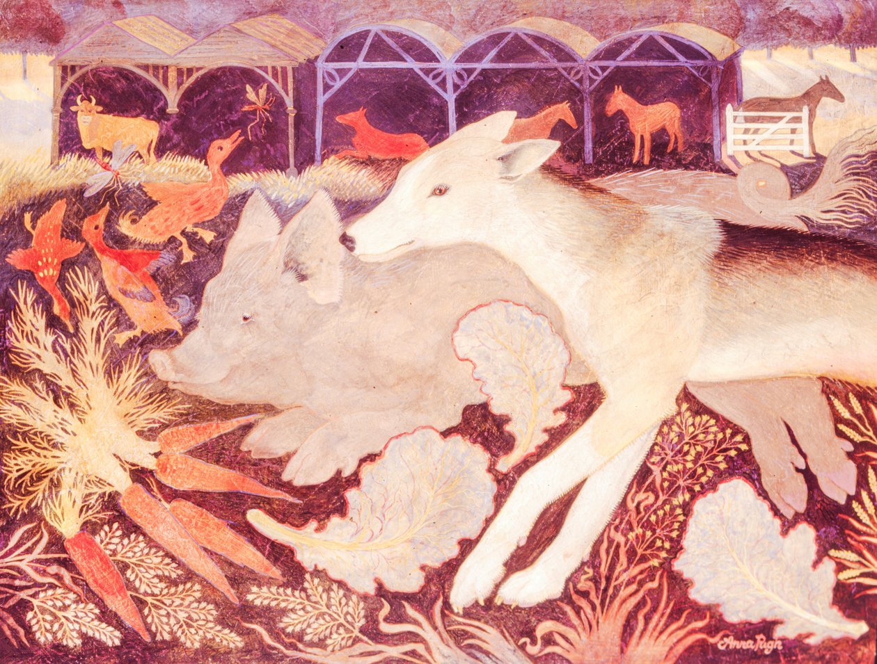 Jenny regardant dans une oreille de porc, 2013 (acrylique) - Anna Pugh