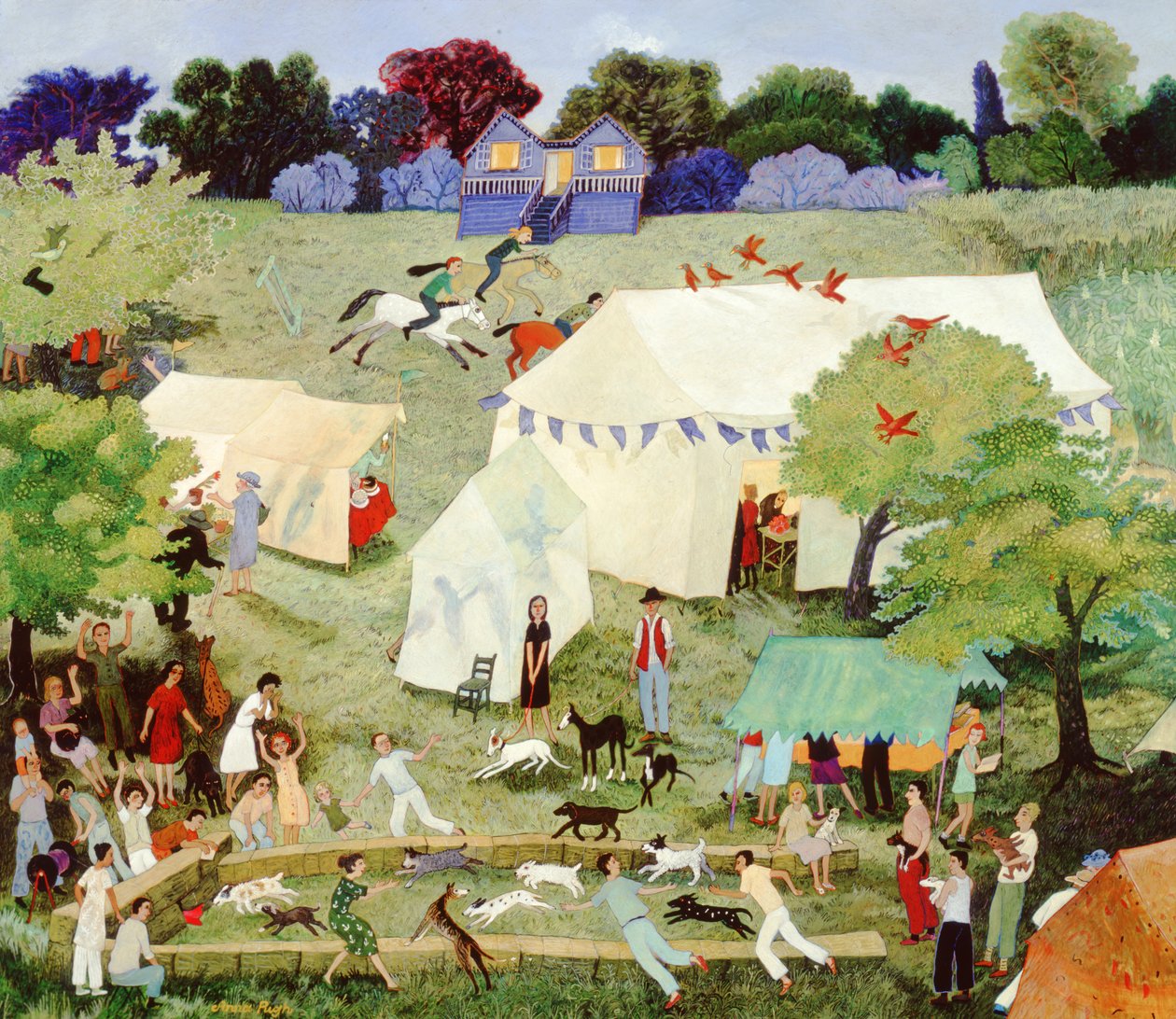 Kipper jetant des œufs sur Furrie, 2007 (aquarelle) - Anna Pugh