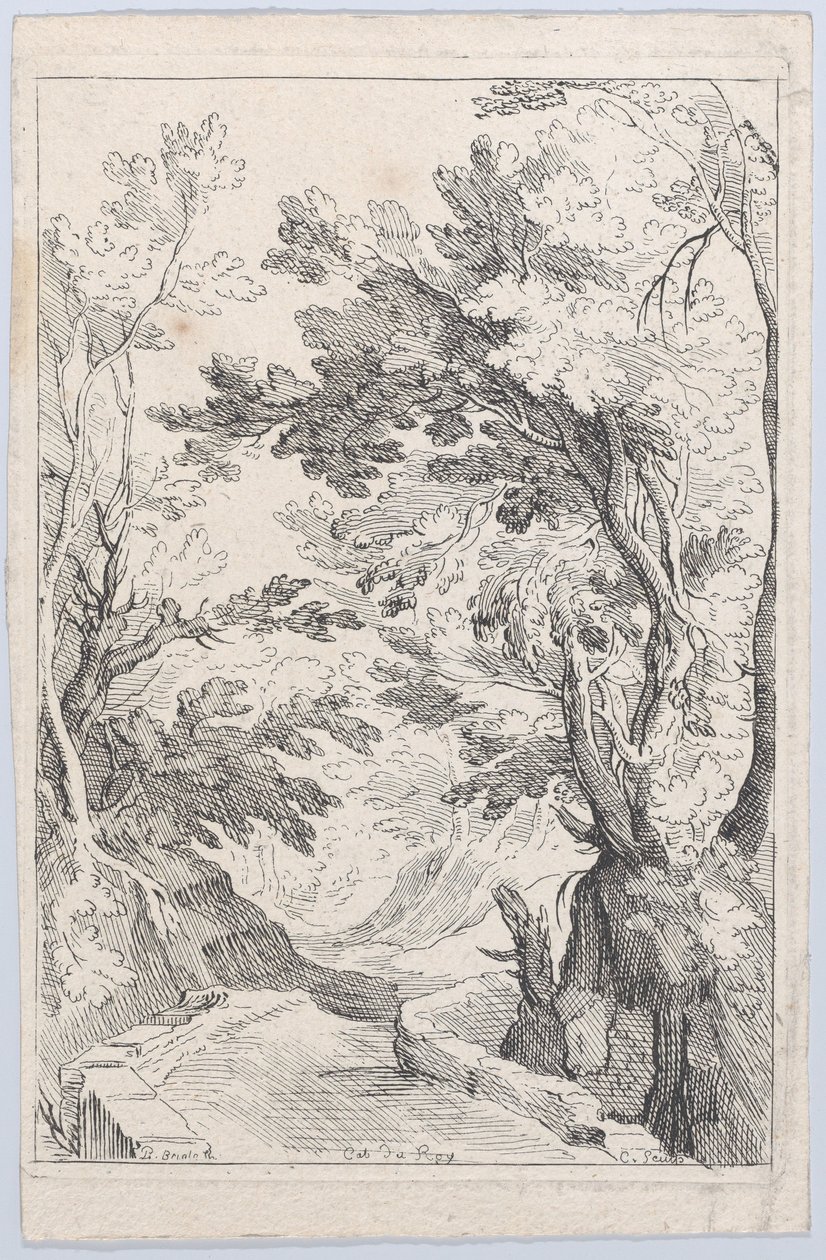 Un chemin avec un parapet dans une forêt, 18e siècle - Anne Claude Philippe de Caylus