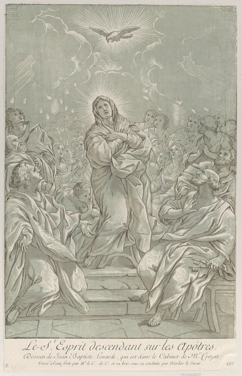La Pentecôte, avec la Vierge au centre, le Saint-Esprit au-dessus, et les Apôtres, vers 1729 - Anne Claude Philippe de Caylus