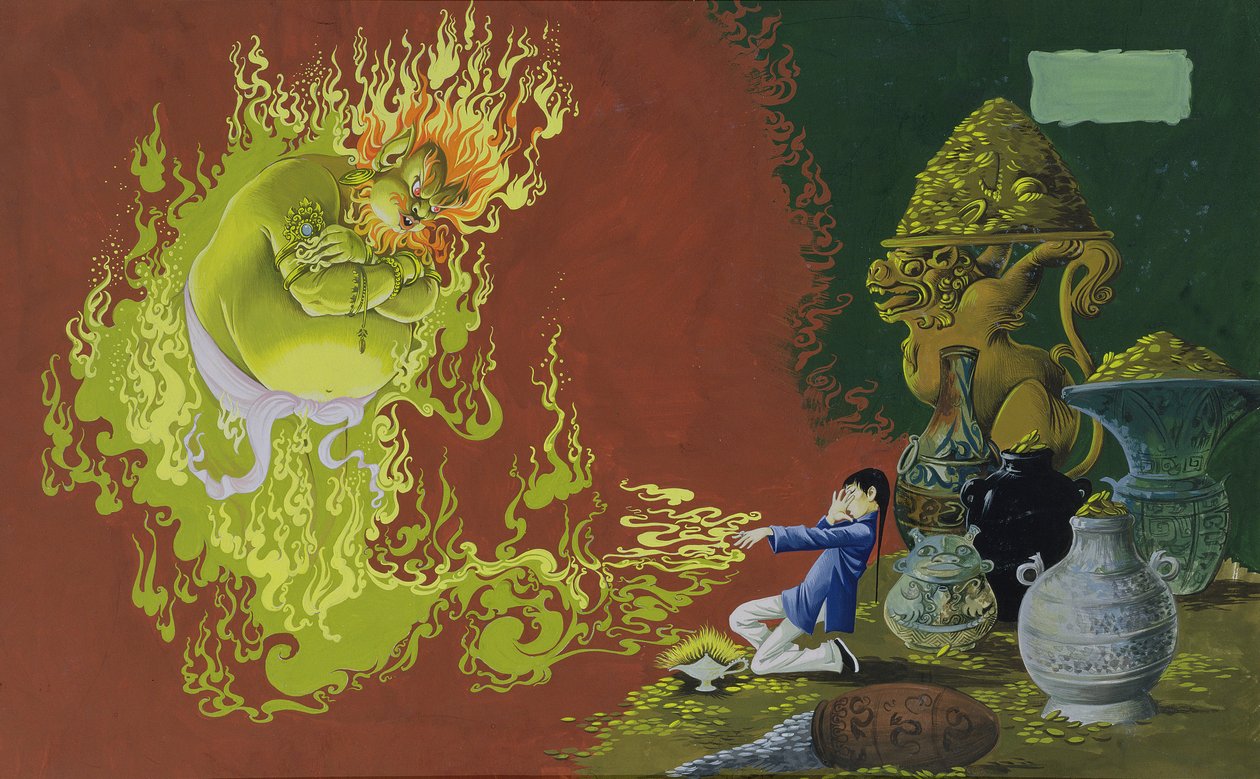 Aladdin, illustration de Deans Gold Medal Book of Fairy Tales Number 2 pub. par Dean & Sons Ltd., 1965 - Anne Grahame Johnstone