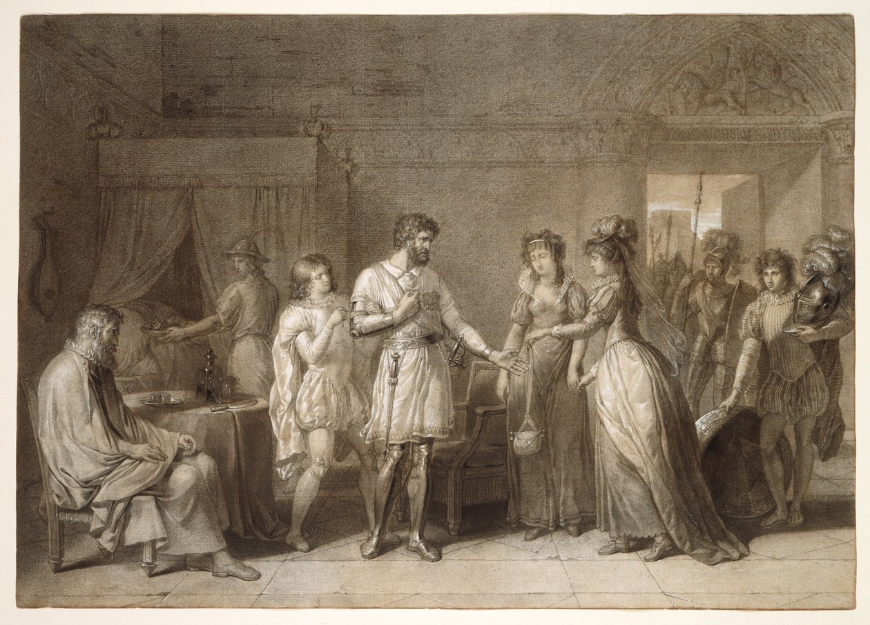 Bayard refuse les cadeaux de son hôtesse, à Brescia - Anne Louis Girodet de Roussy Trioson