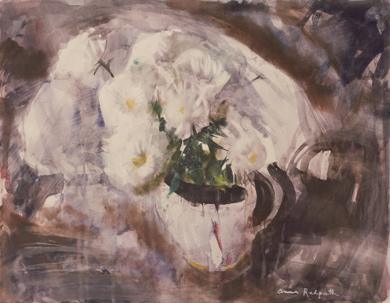 Fleurs blanches dans une cruche blanche, vers 1960 - Anne Redpath