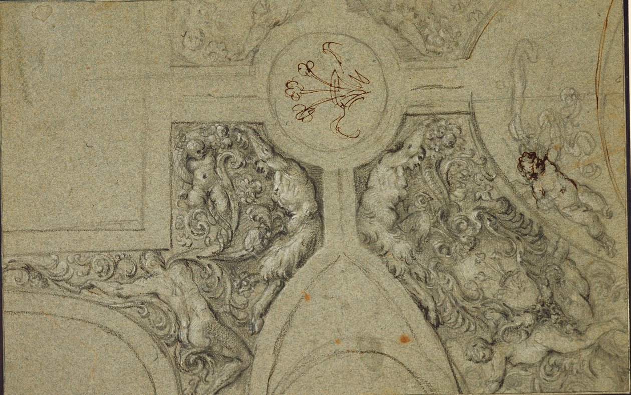 Conception pour le cadre décoratif du plafond du Camerino Farnese - Annibale Carracci