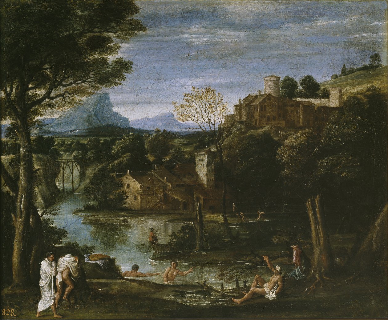 Paysage avec rivière et baigneurs - Annibale Carracci