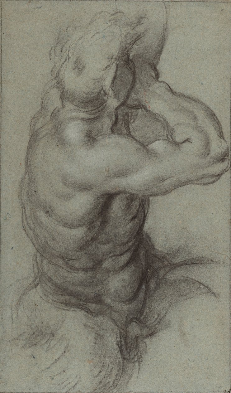 Étude de Triton soufflant dans une conque (recto) ; Étude partielle d