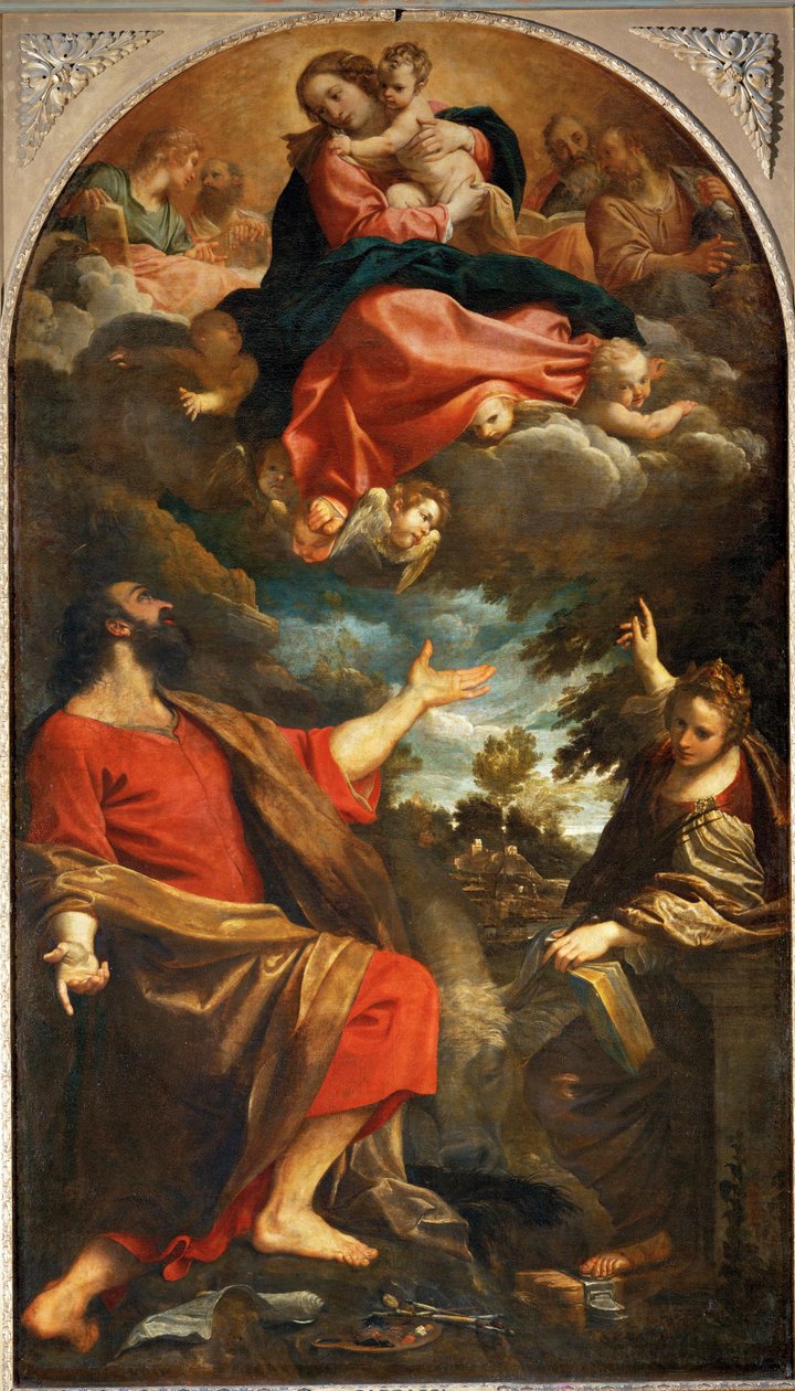 La Vierge apparaît à saint Luc et à sainte Catherine ... - Annibale Carracci