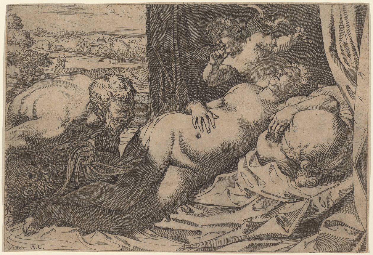 Vénus et un satyre - Annibale Carracci