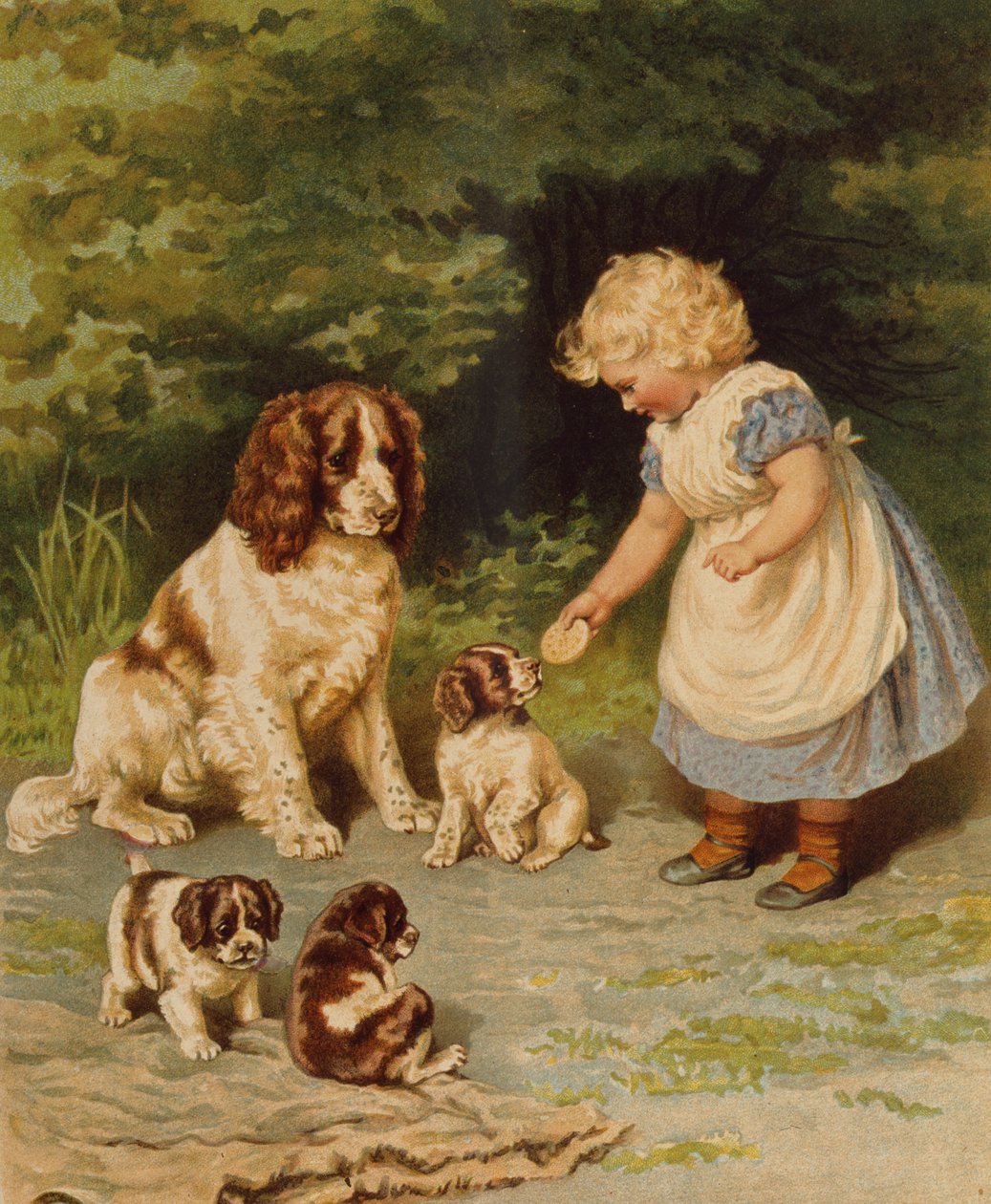 Les animaux de compagnie de Lena, illustration du début du 20e siècle - Anonymous