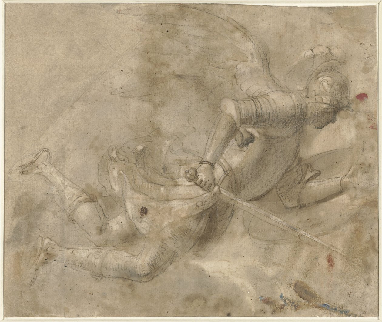 Saint Michel en armure volant - Anonymous