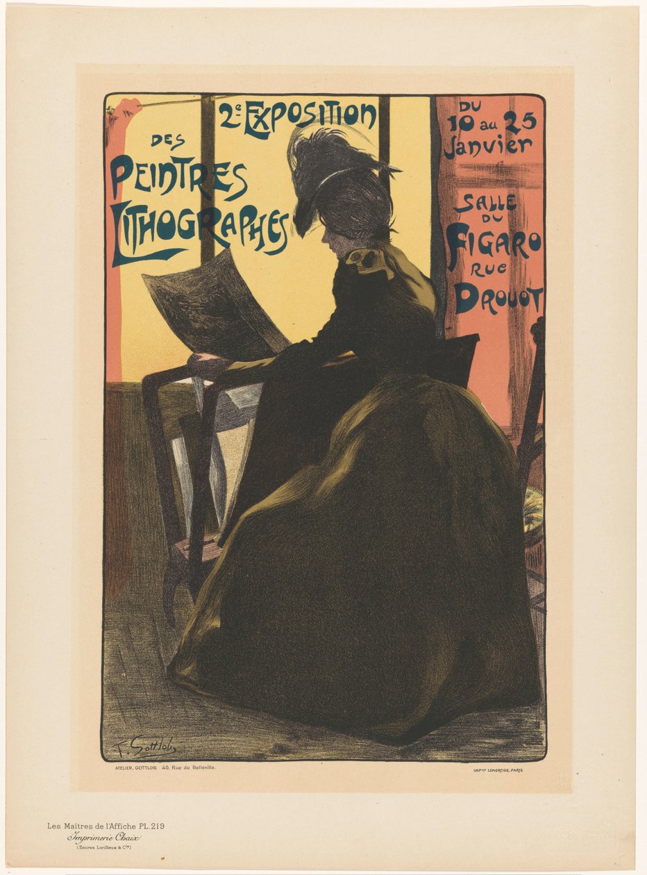 Publicité pour la deuxième exposition des Peintres Lithographes à la Salle du Figaro - Anonymous