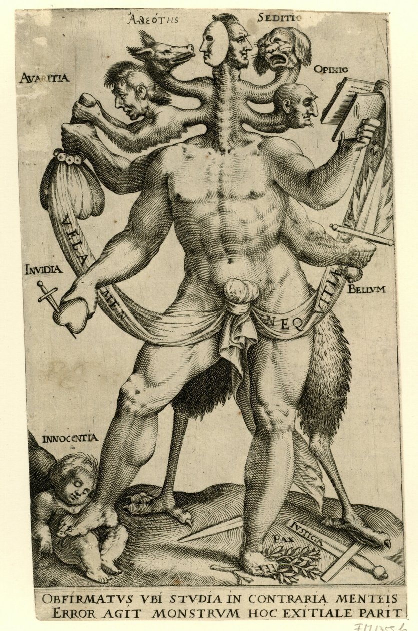 Monstre allégorique à cinq têtes - Anonymous