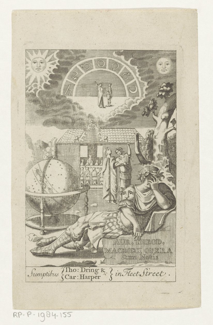 Ambrosius Theodosius Macrobius appuyé sur une pierre à côté du globe - Anonymous