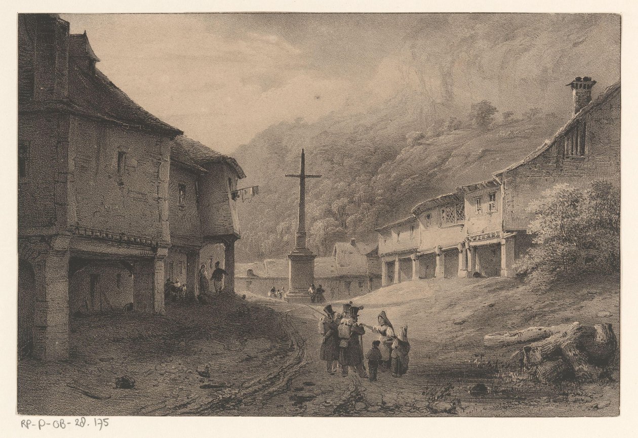 Paysage de montagne avec figures et vaches - Anonymous
