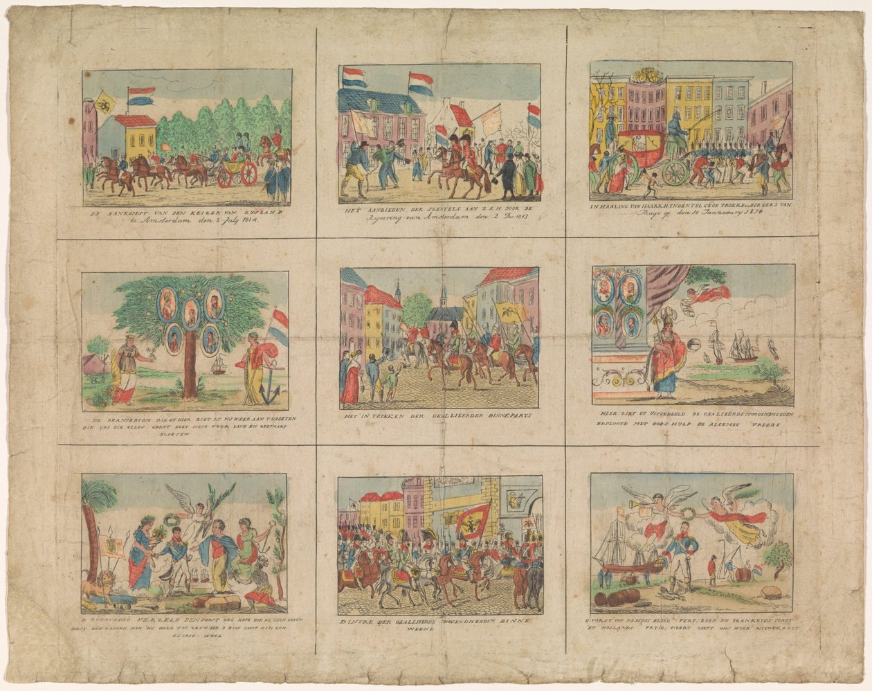 Feuille avec 9 représentations d