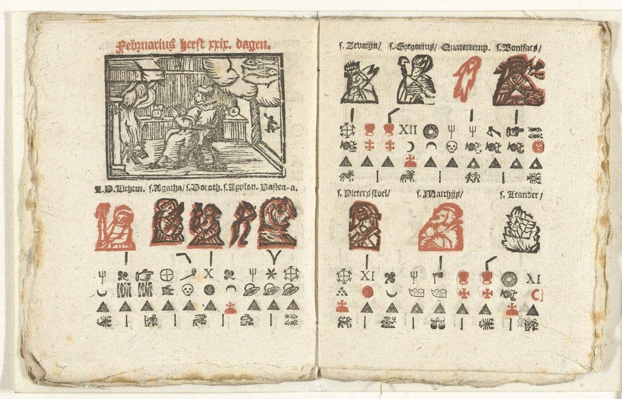 Pages avec la prédiction pour le mois de février, 1712 - Anonymous