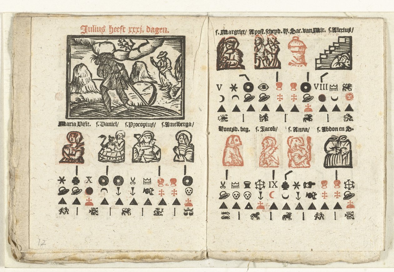 Pages avec la prédiction pour le mois de juillet, 1712 - Anonymous