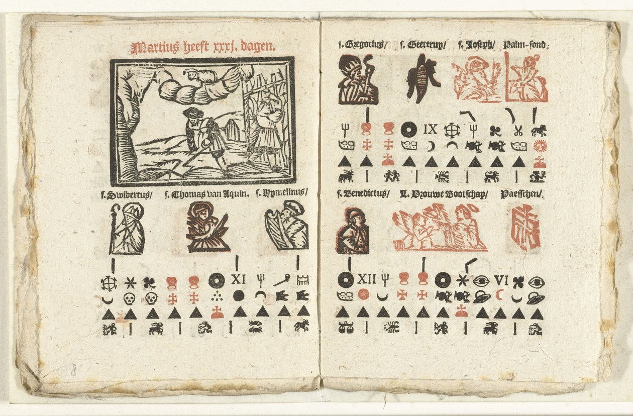 Pages avec la prédiction pour le mois de mars, 1712 - Anonymous