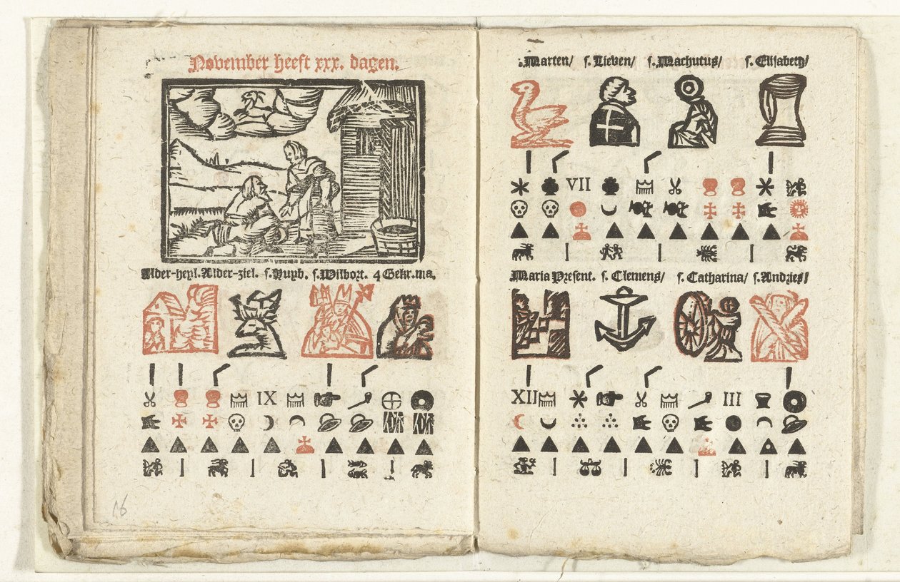 Pages avec la prédiction pour le mois de novembre, 1712 - Anonymous