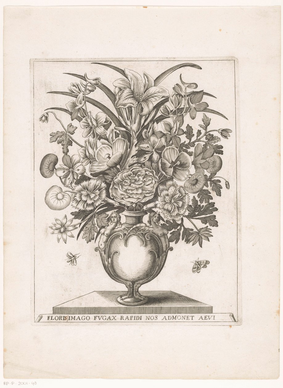Fleurs dans un vase avec demi-figures - Anonymous