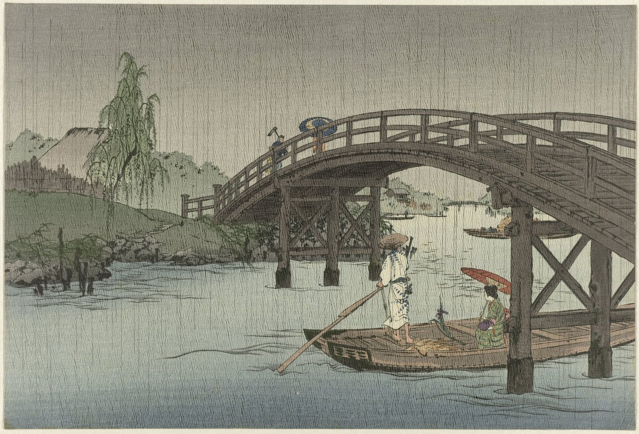 Bateau sous un pont en bois - Anonymous