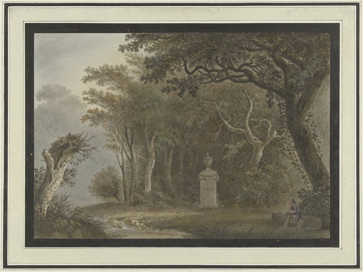 Paysage forestier avec monument pour Salomon Gessner - Anonymous