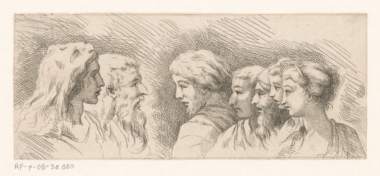 Bustes de sept hommes et femmes - Anonymous