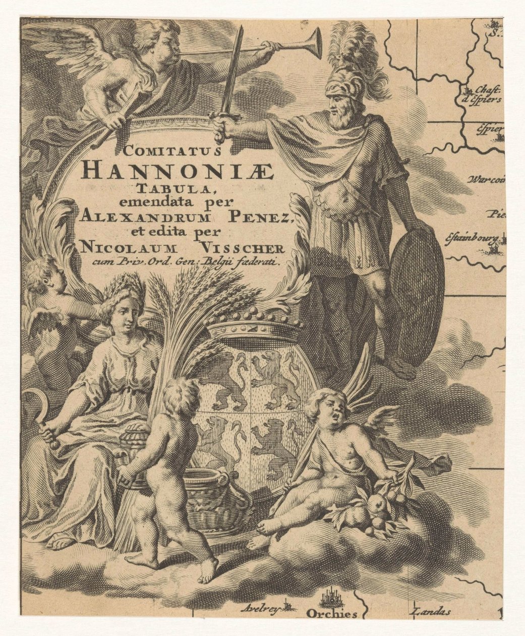 Cérès, putti et armes de Hainaut - Anonymous