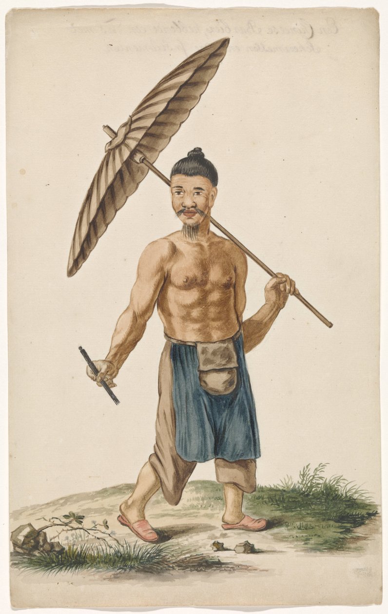Artisan chinois avec parasol et rasoir - Anonymous