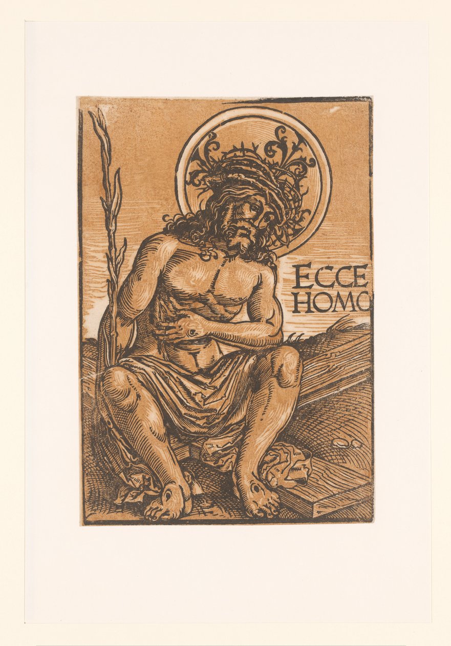 Christ en homme de douleurs, assis sur la croix - Anonymous