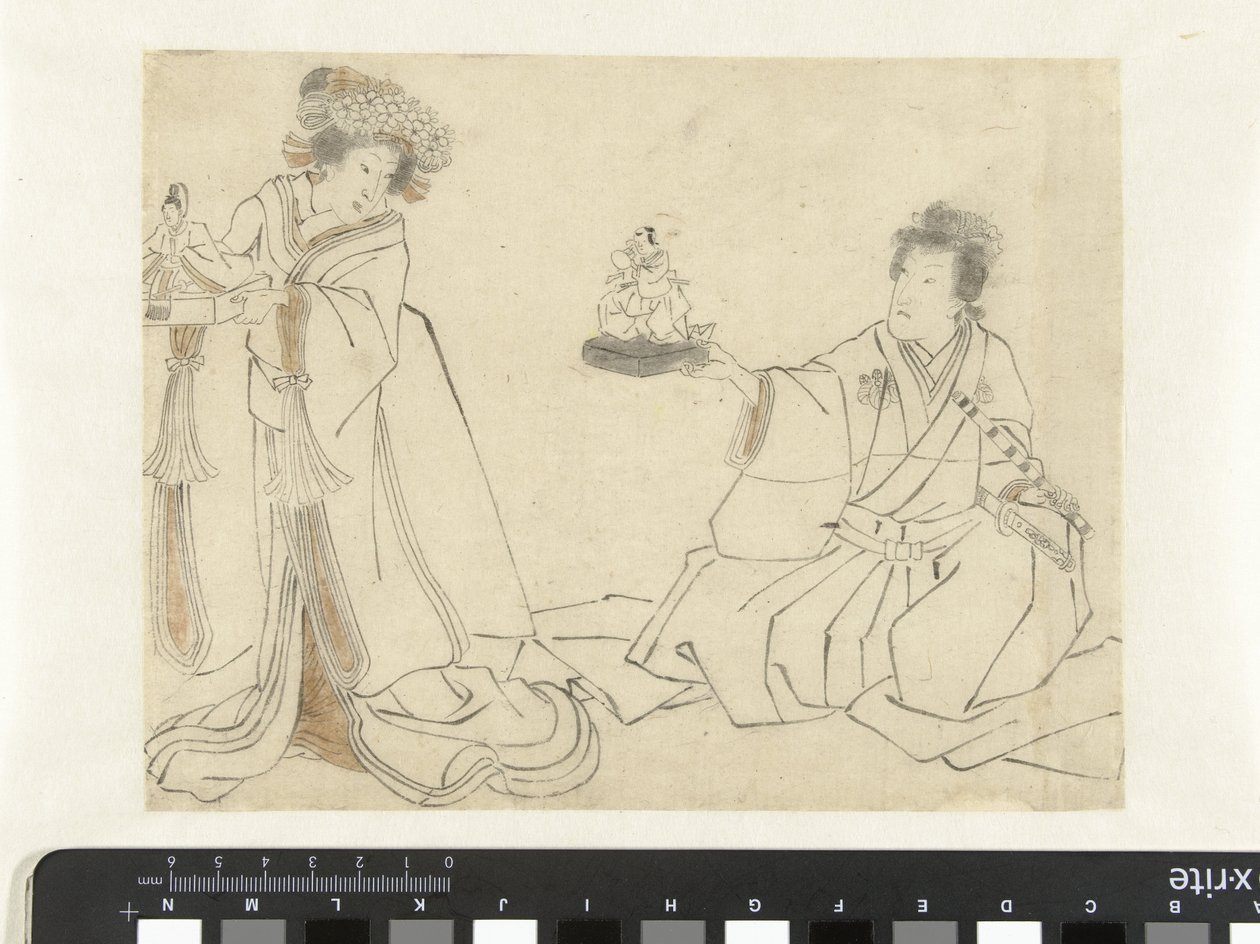 Courtisane et noble avec des poupées - Anonymous