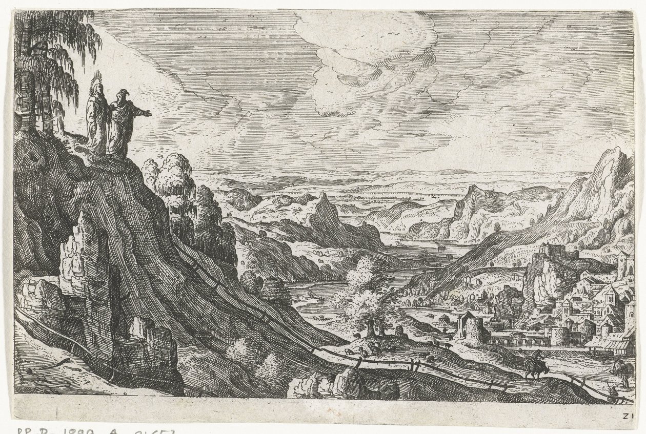 La tentation du Christ (Paysages avec représentations mythologiques et bibliques) - Anonymous