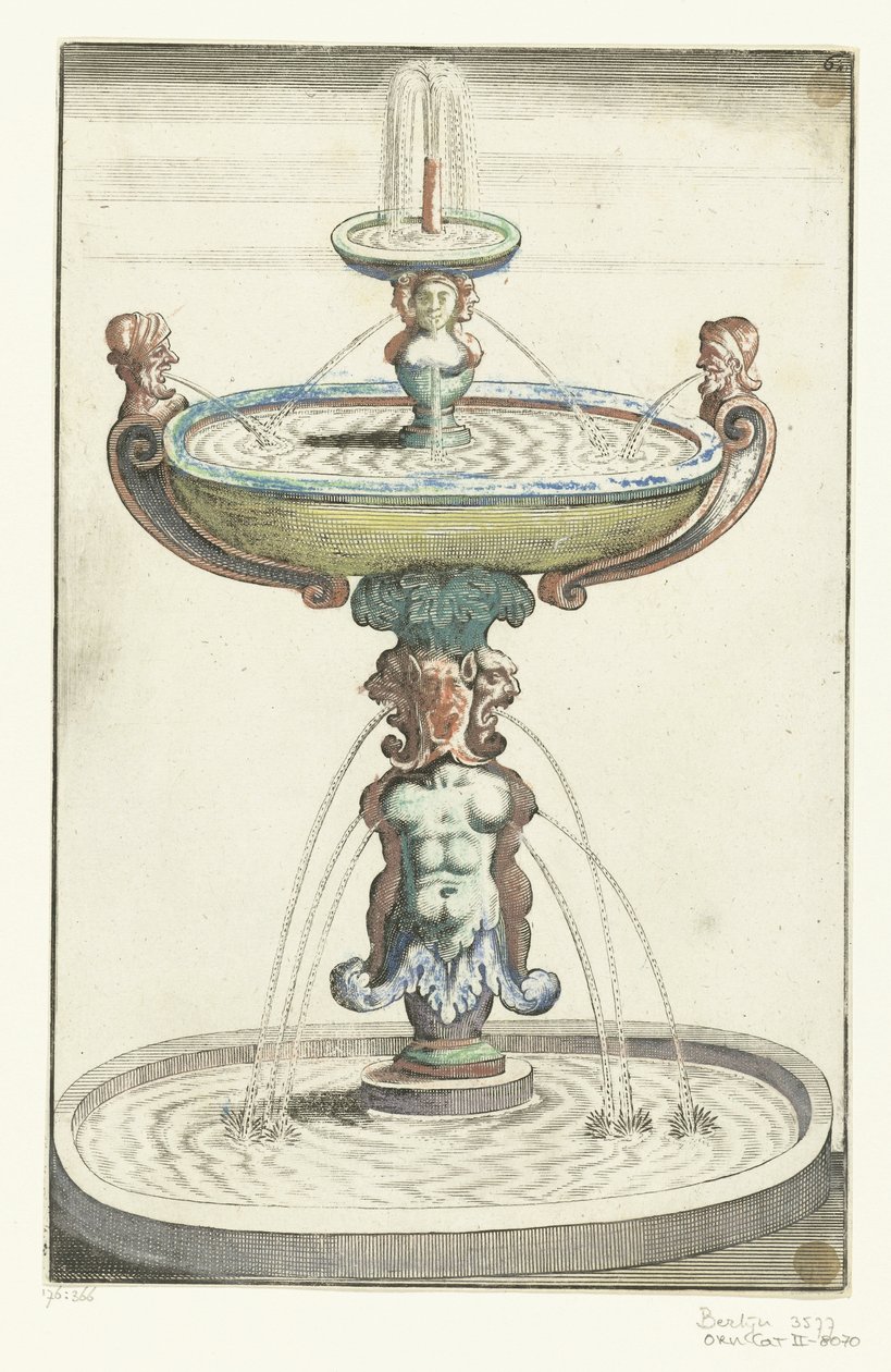 Trois bassins ronds superposés (Architectura Curiosa Nova, titre de la série) - Anonymous