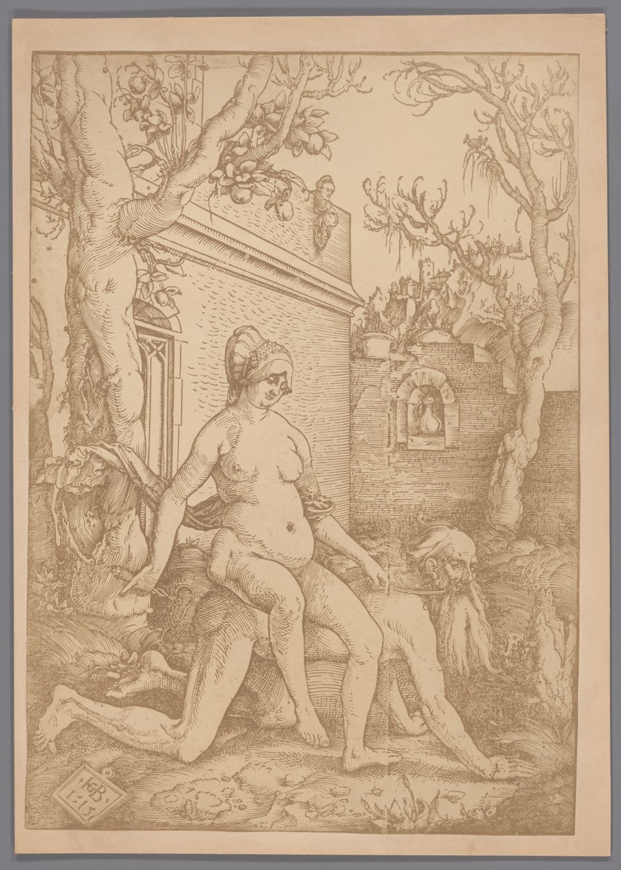 Reproduction photographique de la gravure Aristote et Phyllis par Hans Baldung Grien - Anonymous
