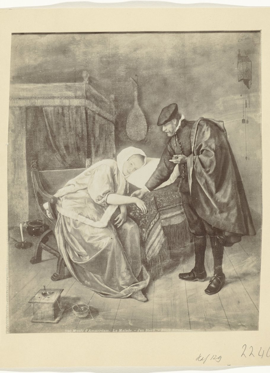 Reproduction photographique du tableau La malade de Jan Steen - Anonymous