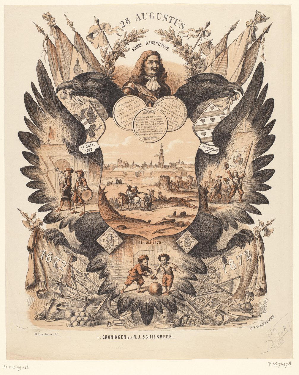 Plaque commémorative pour la célébration des 200 ans de la libération de Groningue 1672-1872 - Anonymous