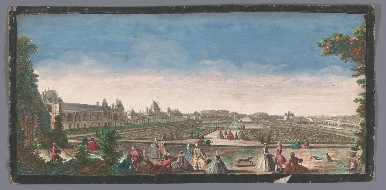 Vue sur le jardin et le Palais de Fontainebleau - Anonymous