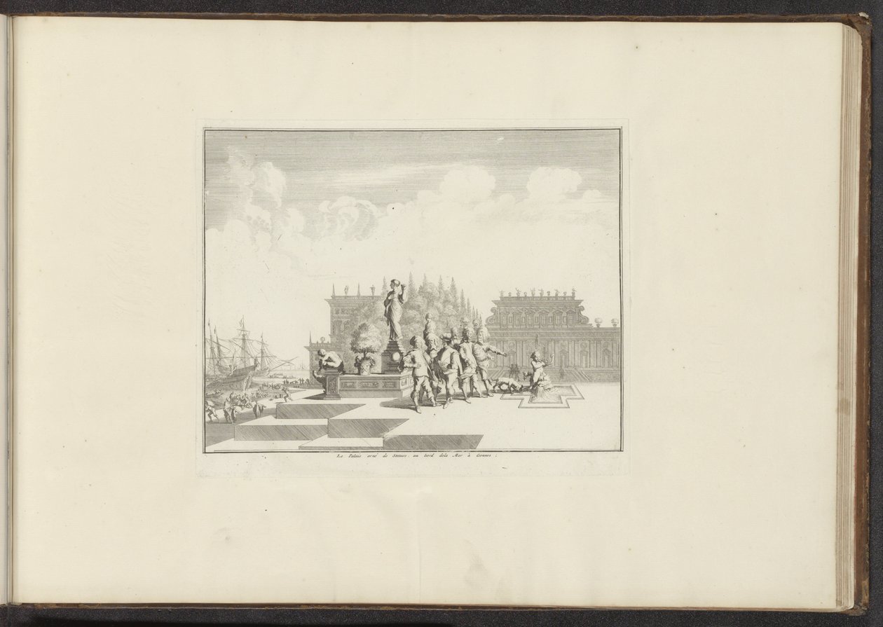 Vue sur un palais et des statues au bord de l